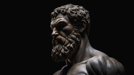 Fototapeta na wymiar sculpture Stoic marble man in an ancient Roman temple