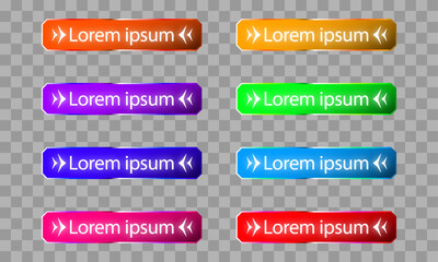 Vector colorful shiny empty buttons set of eight