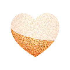 Vector gold sparkles heart on white background. abstract luxury glow golden heart.