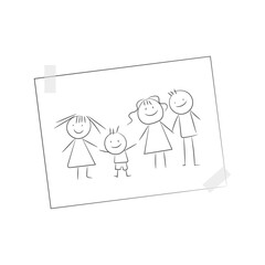 Vector hand drawn family drawing illustration.