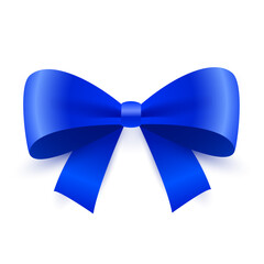 Vector realistic blue bow isolated on white