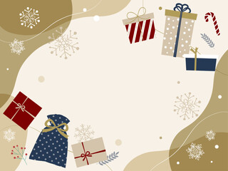 クリスマスをイメージしたフレーム背景_ベクターイラスト