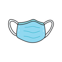 Kids drawing Cartoon Vector illustration medical mask Isolated on White Background