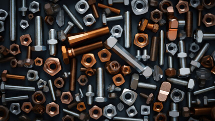 Nuts and bolts making up the background