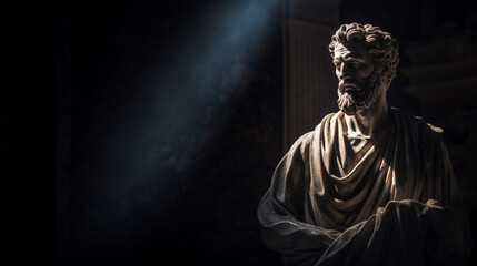 statue, sculpture, stoic, wise, detailed, roman, temple, man, ancient