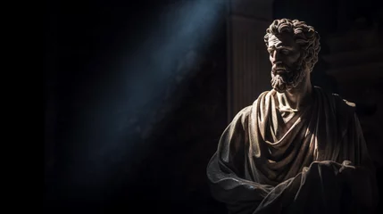 Photo sur Plexiglas Lieu de culte statue, sculpture, stoic, wise, detailed, roman, temple, man, ancient