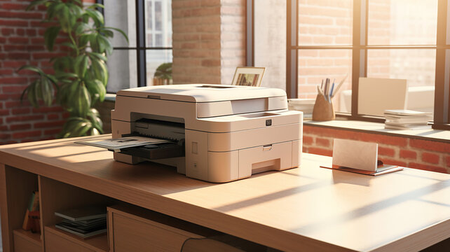 printer is on display on the office desk
