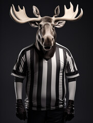 An Anthropomorphic Moose Dressed Up as a Referee