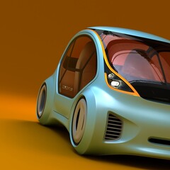 micro ev car design, futuristic style, non AI image, 3D illustration