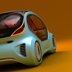 micro ev car design, futuristic style, non AI image, 3D illustration