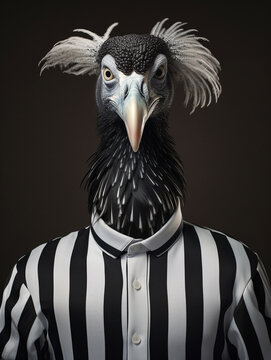 An Anthropomorphic Peacock Dressed Up as a Referee