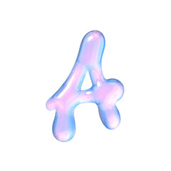 A alphabet with y2k liquid pastel hologram chrome effect