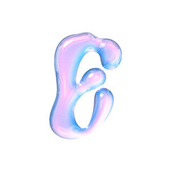 E alphabet with y2k liquid pastel hologram chrome effect