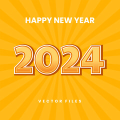 Orange 2024 New Year Vector