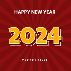 Orange Red 2024 New Year Vector