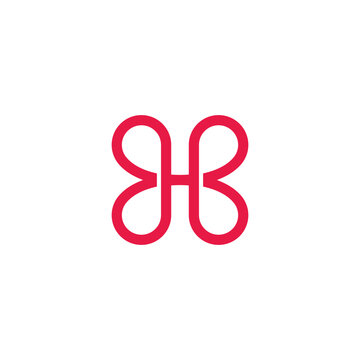 letter hb butterfly symbol logo vector