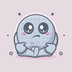 kawaii golf ball character mascot with sad expression isolated cartoon in flat style design