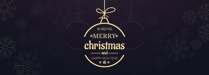 Merry Christmas and Happy New Year banner design. Ideal for invitation, greeting card, header.
