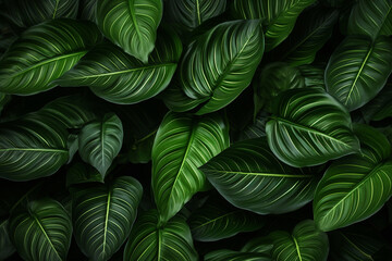 Calathea leaves top view background