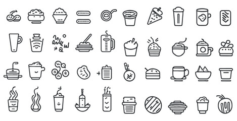 Food and drink icon collection, breakfast, delicious, nutritious, editable and resizable vector icons