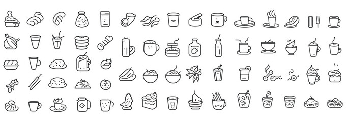 Fototapeta na wymiar Food and drink icon collection, breakfast, delicious, nutritious, editable and resizable vector icons