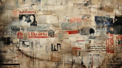 Overlapping Newspaper Clippings Effect for Wallpaper. Generative ai