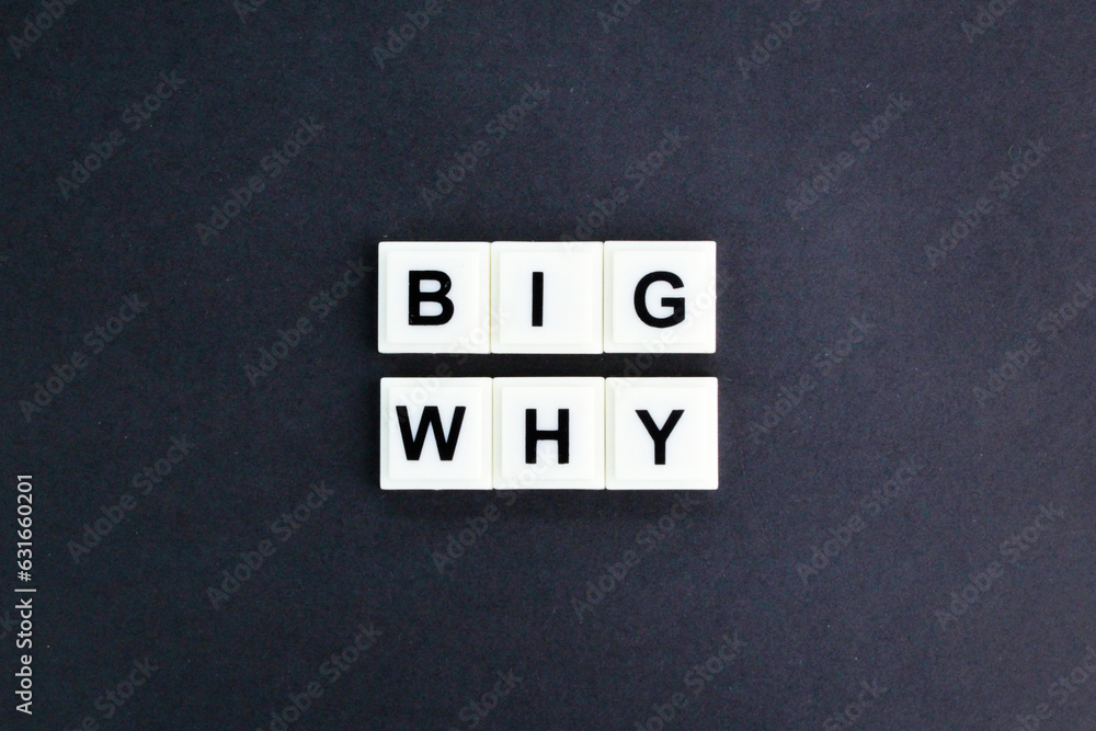 Poster letters of the alphabet with the question word big why. the concept of self-inquiry. the concept of 