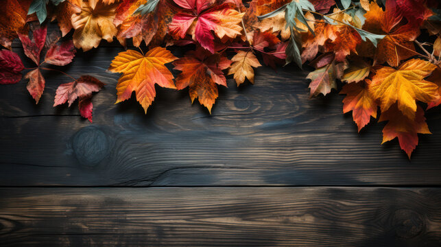 Fall leaves isolated on black background collection