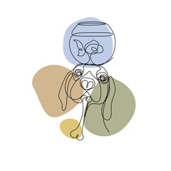 Naklejka premium Animal Pet line art vector for wall decoration printing