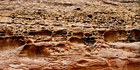 Small Pockets on Steep Sandstone Walls In The Narrows of Capitol Gorge, Capitol Reef National Park, Utah, USA