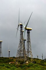 Windmill on a rainy gray day in Spain