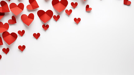 Paper hearts on a white background