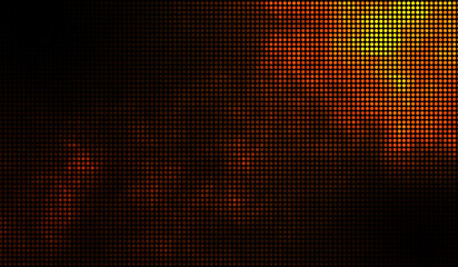 Halftone dots orange Burning sparks fire on red background