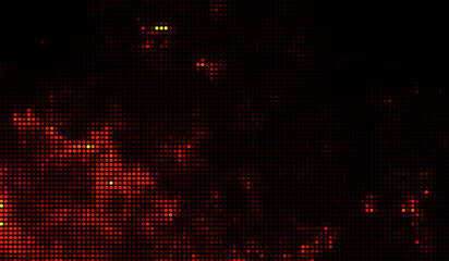 Halftone dots orange Burning sparks fire on red background