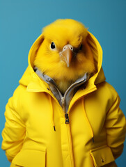 An Anthropomorphic Canary Wearing Cool Urban Street Clothes