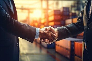 Partner handshake collaboration logistic background concept. Generative AI