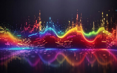 Fototapeta na wymiar Colorful digital waves background, Generative AI Illustration.
