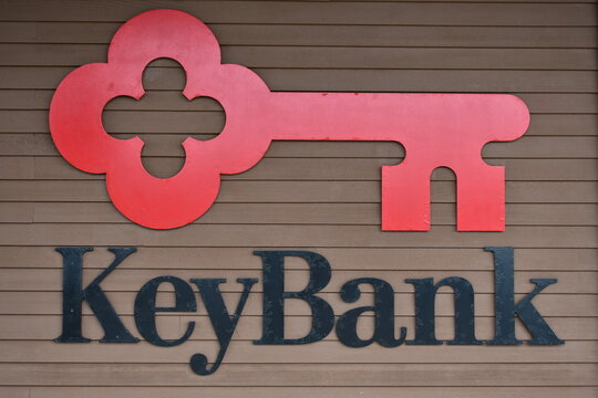 KeyBank logo on side of bank.
