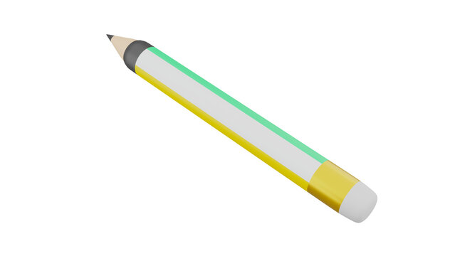 3D rendering of pencil, colorful pencil on white