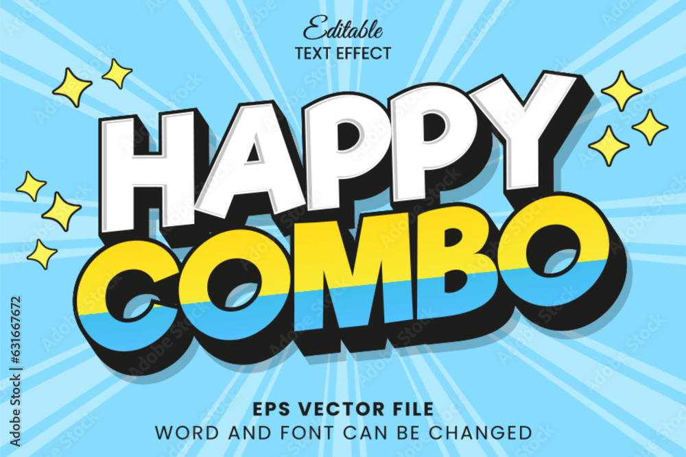 Aufkleber happy combo 3d editable vector text effect