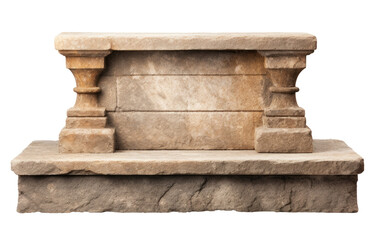 Empty stone pedestal isolated on transparent background
