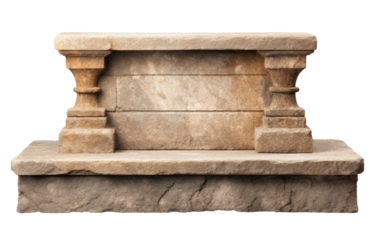 Empty stone pedestal isolated on transparent background