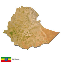 Ethiopia Topography Country Map Vector