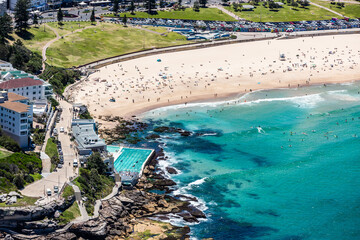 Naklejka premium Aerial view of Bondi Beach, Sydney, Australia