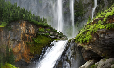 background-image-of-a-waterfall-falling-down-a-cliff