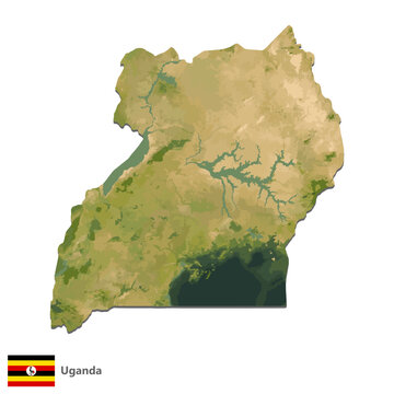 Uganda Topography Country Map Vector