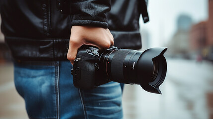 The photographer to pay close attention to take a photo