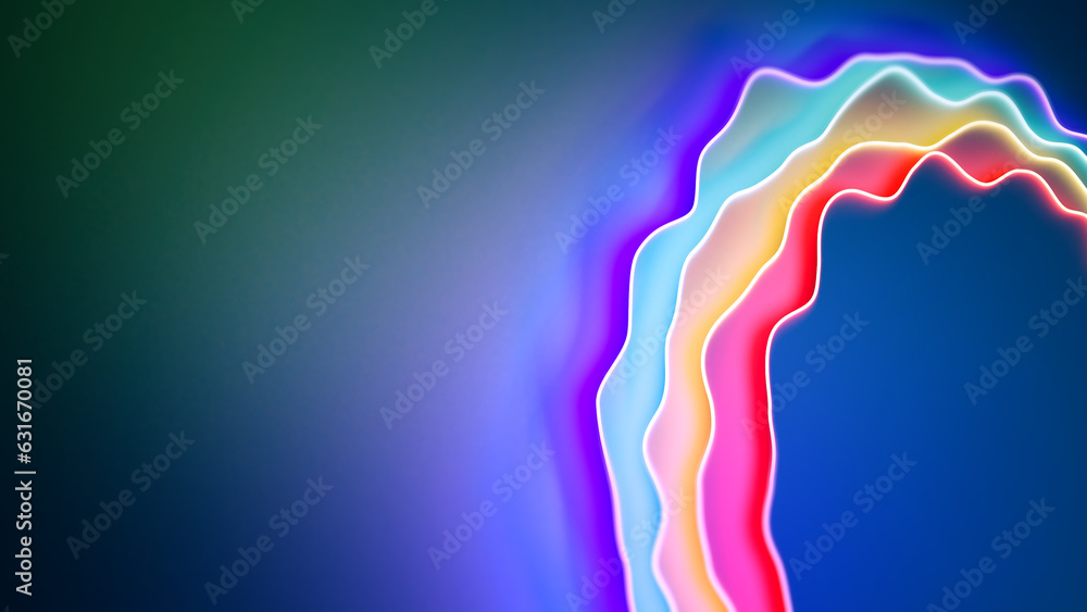 Poster violet purple red and blue shimmering volumetric objects colorful backdrop - abstract 3D rendering