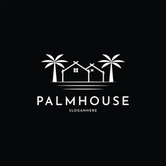 Obraz premium illustration vector graphic palm house tree logo design idea