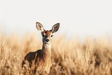 Obraz premium Roe deer male in steppe closeup.